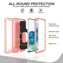 For Samsung Galaxy S20 FE / FE 5G PC + Rubber 3-layers Shockproof Protective Case with Rotating Holder(Rose Gold)