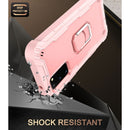 For Samsung Galaxy S20 FE / FE 5G PC + Rubber 3-layers Shockproof Protective Case with Rotating Holder(Rose Gold)