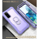 For Samsung Galaxy S20 FE / FE 5G PC + Rubber 3-layers Shockproof Protective Case with Rotating Holder(Purple)