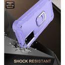 For Samsung Galaxy S20 FE / FE 5G PC + Rubber 3-layers Shockproof Protective Case with Rotating Holder(Purple)