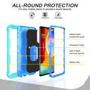 For LG Velvet PC + Rubber 3-layers Shockproof Protective Case with Rotating Holder(Mint Green + Blue)