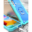 For LG Velvet PC + Rubber 3-layers Shockproof Protective Case with Rotating Holder(Mint Green + Blue)