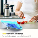 For LG Velvet PC + Rubber 3-layers Shockproof Protective Case with Rotating Holder(Mint Green + Blue)