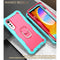 For LG Velvet PC + Rubber 3-layers Shockproof Protective Case with Rotating Holder(Mint Green + Rose Red)