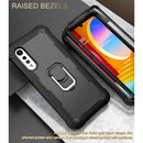 For LG Velvet PC + Rubber 3-layers Shockproof Protective Case with Rotating Holder(Black)