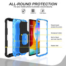 For LG Velvet PC + Rubber 3-layers Shockproof Protective Case with Rotating Holder(Black + Blue)