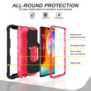 For LG Velvet PC + Rubber 3-layers Shockproof Protective Case with Rotating Holder(Black + Rose Red)