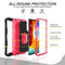 For LG Velvet PC + Rubber 3-layers Shockproof Protective Case with Rotating Holder(Black + Rose Red)