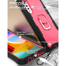 For LG Velvet PC + Rubber 3-layers Shockproof Protective Case with Rotating Holder(Black + Rose Red)