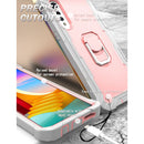 For LG Velvet PC + Rubber 3-layers Shockproof Protective Case with Rotating Holder(Grey White + Rose Gold)