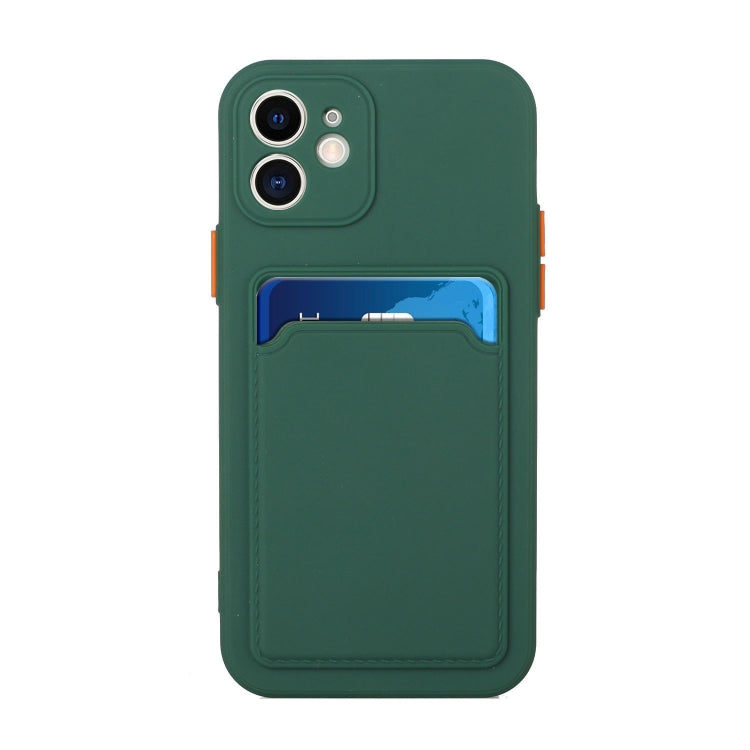 Card Slot Design Shockproof TPU Protective Case For iPhone 11(Dark Green)