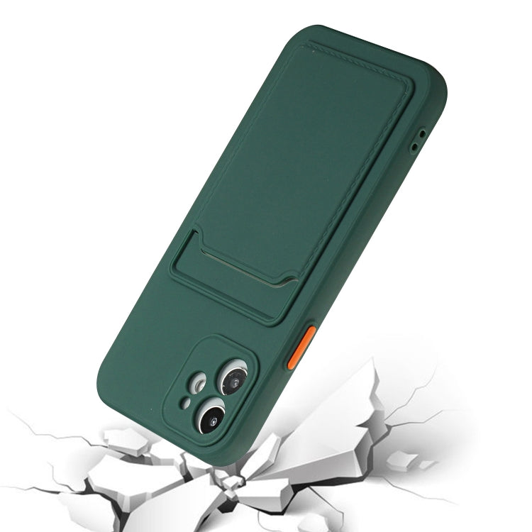 Card Slot Design Shockproof TPU Protective Case For iPhone 11(Dark Green)