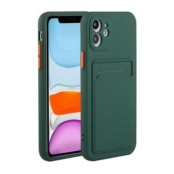 Card Slot Design Shockproof TPU Protective Case For iPhone 11(Dark Green)