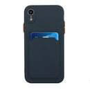 Card Slot Design Shockproof TPU Protective Case For iPhone XR(Dark Blue)