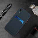 Card Slot Design Shockproof TPU Protective Case For iPhone XR(Dark Blue)