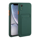 Card Slot Design Shockproof TPU Protective Case For iPhone XR(Dark Green)