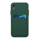 Card Slot Design Shockproof TPU Protective Case For iPhone XR(Dark Green)