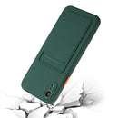Card Slot Design Shockproof TPU Protective Case For iPhone XR(Dark Green)