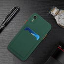 Card Slot Design Shockproof TPU Protective Case For iPhone XR(Dark Green)