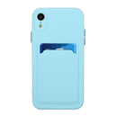 Card Slot Design Shockproof TPU Protective Case For iPhone XR(Sky Blue)