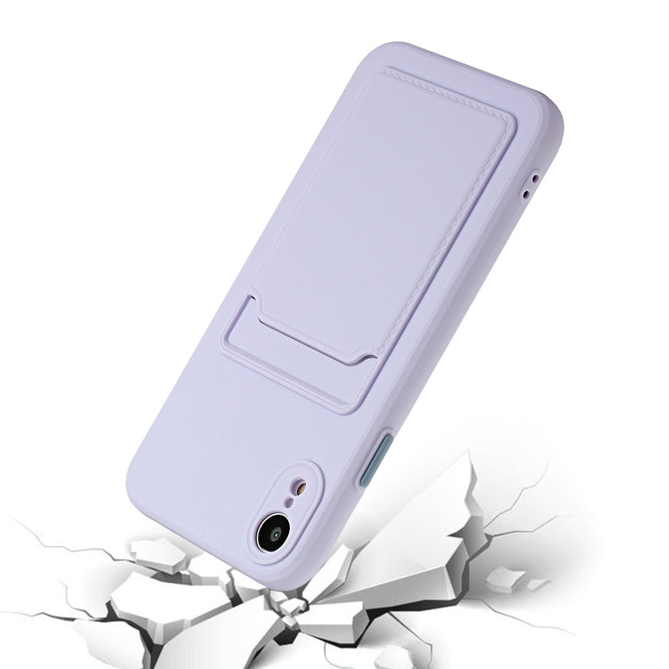 Card Slot Design Shockproof TPU Protective Case For iPhone XR(Purple)