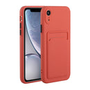 Card Slot Design Shockproof TPU Protective Case For iPhone XR(Plum Red)