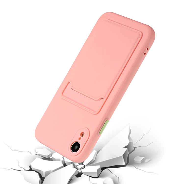 Card Slot Design Shockproof TPU Protective Case For iPhone XR(Pink)