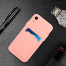 Card Slot Design Shockproof TPU Protective Case For iPhone XR(Pink)