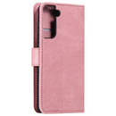 For Samsung Galaxy S21 FE Stitching Calf Texture Horizontal Flip Leather Case with Holder & Card Slots & Wallet(Rose Gold)