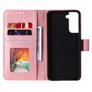 For Samsung Galaxy S21 FE Stitching Calf Texture Horizontal Flip Leather Case with Holder & Card Slots & Wallet(Rose Gold)