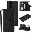 For Samsung Galaxy S21 FE Stitching Calf Texture Horizontal Flip Leather Case with Holder & Card Slots & Wallet(Black)