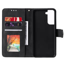 For Samsung Galaxy S21 FE Stitching Calf Texture Horizontal Flip Leather Case with Holder & Card Slots & Wallet(Black)