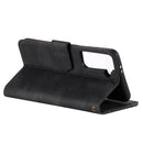For Samsung Galaxy S21 FE Stitching Calf Texture Horizontal Flip Leather Case with Holder & Card Slots & Wallet(Black)