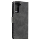 For Samsung Galaxy S21 FE Stitching Calf Texture Horizontal Flip Leather Case with Holder & Card Slots & Wallet(Gray)