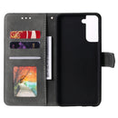 For Samsung Galaxy S21 FE Stitching Calf Texture Horizontal Flip Leather Case with Holder & Card Slots & Wallet(Gray)