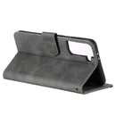For Samsung Galaxy S21 FE Stitching Calf Texture Horizontal Flip Leather Case with Holder & Card Slots & Wallet(Gray)