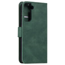For Samsung Galaxy S21 FE Stitching Calf Texture Horizontal Flip Leather Case with Holder & Card Slots & Wallet(Green)