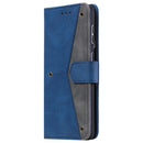 For Samsung Galaxy S21 FE Stitching Calf Texture Horizontal Flip Leather Case with Holder & Card Slots & Wallet(Dark Blue)