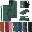 For Samsung Galaxy S21 FE Stitching Calf Texture Horizontal Flip Leather Case with Holder & Card Slots & Wallet(Gray)