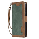 For Samsung Galaxy S21 FE Retro Splicing Horizontal Flip Leather Case with Card Slots & Holder & Wallet(Green)