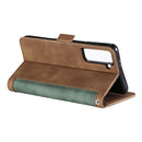For Samsung Galaxy S21 FE Retro Splicing Horizontal Flip Leather Case with Card Slots & Holder & Wallet(Green)