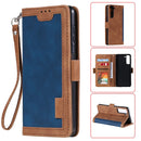 For Samsung Galaxy S21 FE Retro Splicing Horizontal Flip Leather Case with Card Slots & Holder & Wallet(Blue)