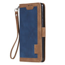 For Samsung Galaxy S21 FE Retro Splicing Horizontal Flip Leather Case with Card Slots & Holder & Wallet(Blue)