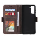 For Samsung Galaxy S21 FE Retro Splicing Horizontal Flip Leather Case with Card Slots & Holder & Wallet(Brown)