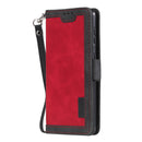 For Samsung Galaxy S21 FE Retro Splicing Horizontal Flip Leather Case with Card Slots & Holder & Wallet(Red)