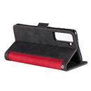 For Samsung Galaxy S21 FE Retro Splicing Horizontal Flip Leather Case with Card Slots & Holder & Wallet(Red)
