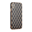 Electroplated Rhombic Pattern Sheepskin TPU Protective Case For iPhone XR(Black)