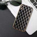 Electroplated Rhombic Pattern Sheepskin TPU Protective Case For iPhone XR(Black)