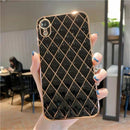 Electroplated Rhombic Pattern Sheepskin TPU Protective Case For iPhone XR(Black)