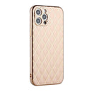 Electroplated Rhombic Pattern Sheepskin TPU Protective Case For iPhone 12 Pro Max(Pink)